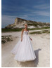 Strapless Beaded White Lace Tulle Fairytale Wedding Dress